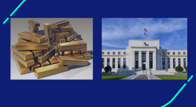 Image of gold bars and the federal reserve